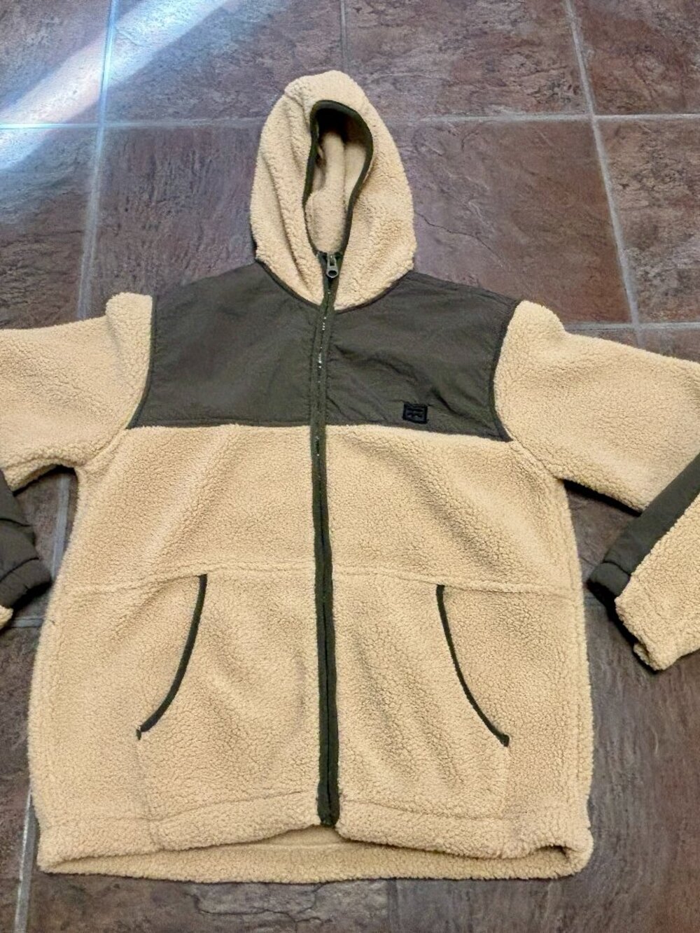 ~~Billabong Adventure Division Men's M Sherpa Fleece Full Zip Hoodie Brown/Gray